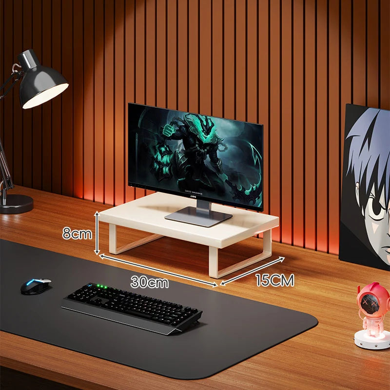Monitor Stand Solid Wood Under-Desk Storage Non-Slip Feet