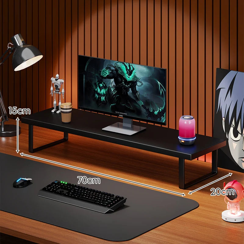Monitor Stand Solid Wood Under-Desk Storage Non-Slip Feet