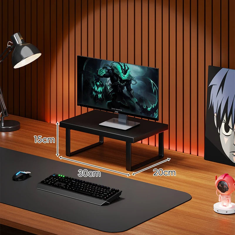 Monitor Stand Solid Wood Under-Desk Storage Non-Slip Feet