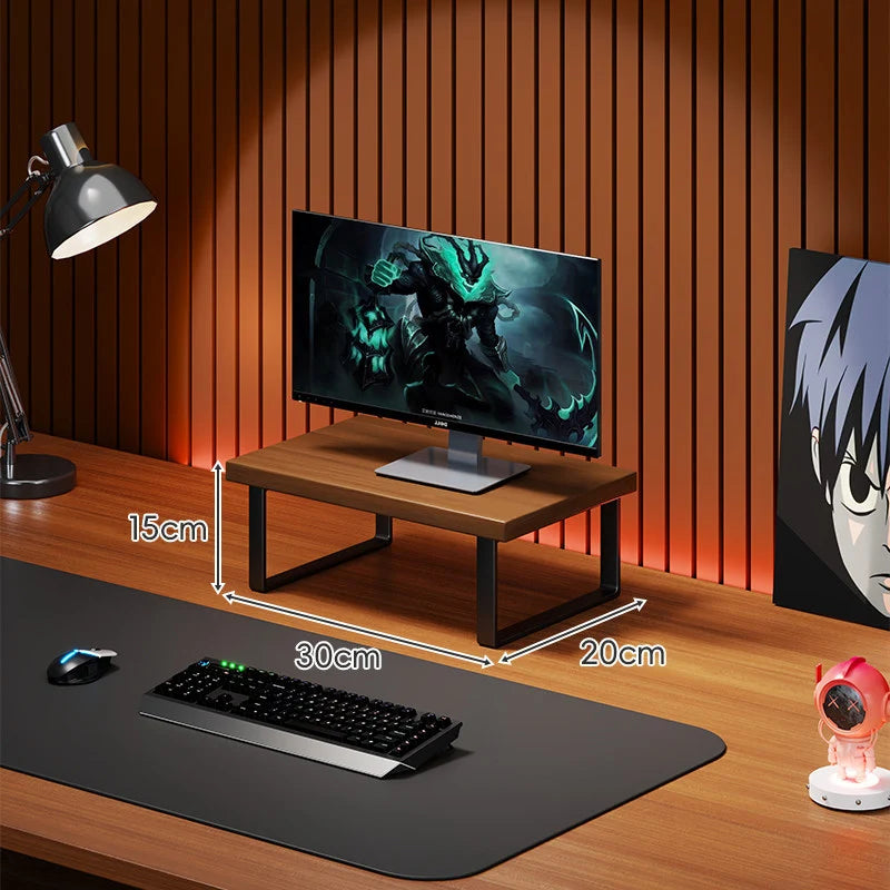 Monitor Stand Solid Wood Under-Desk Storage Non-Slip Feet