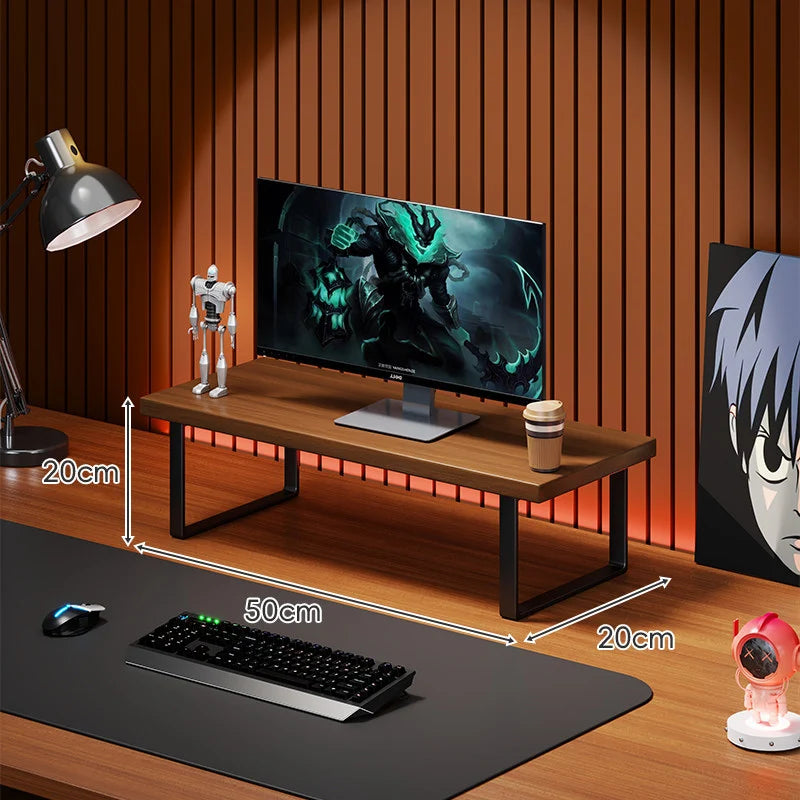 Monitor Stand Solid Wood Under-Desk Storage Non-Slip Feet