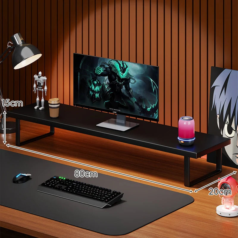 Monitor Stand Solid Wood Under-Desk Storage Non-Slip Feet