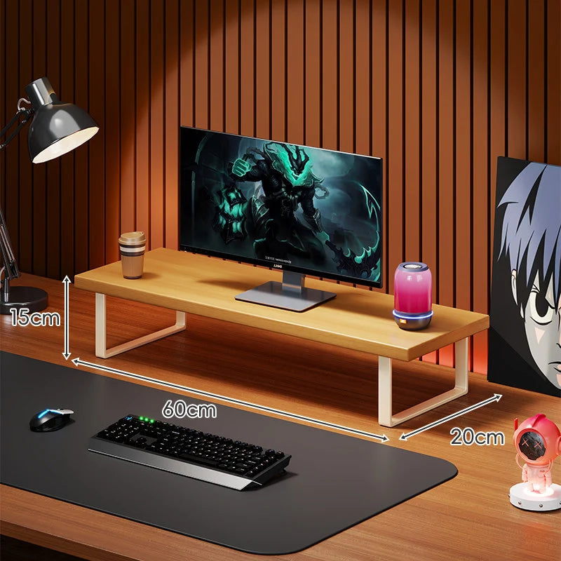 Monitor Stand Solid Wood Under-Desk Storage Non-Slip Feet