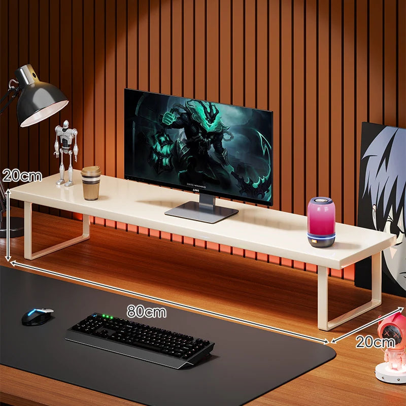 Monitor Stand Solid Wood Under-Desk Storage Non-Slip Feet