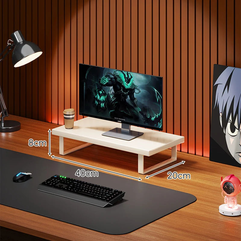 Monitor Stand Solid Wood Under-Desk Storage Non-Slip Feet