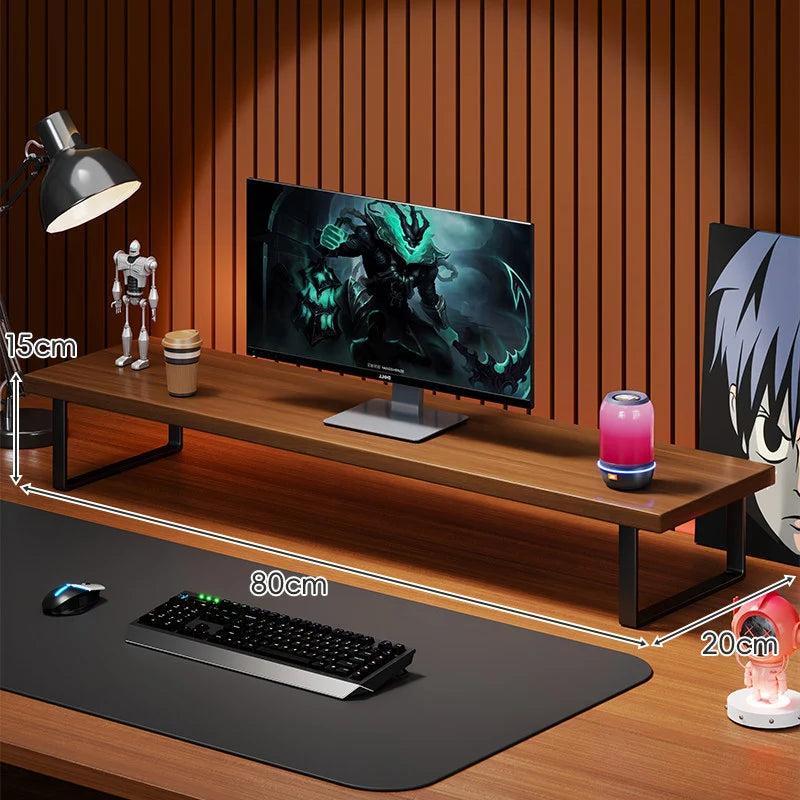 Monitor Stand Solid Wood Under-Desk Storage Non-Slip Feet