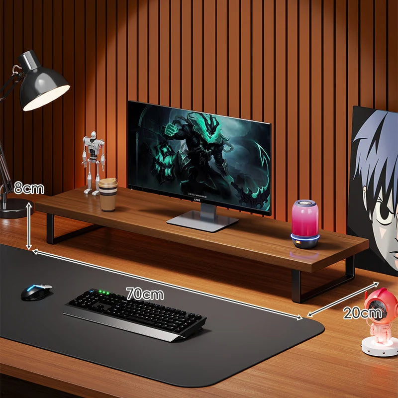 Monitor Stand Solid Wood Under-Desk Storage Non-Slip Feet