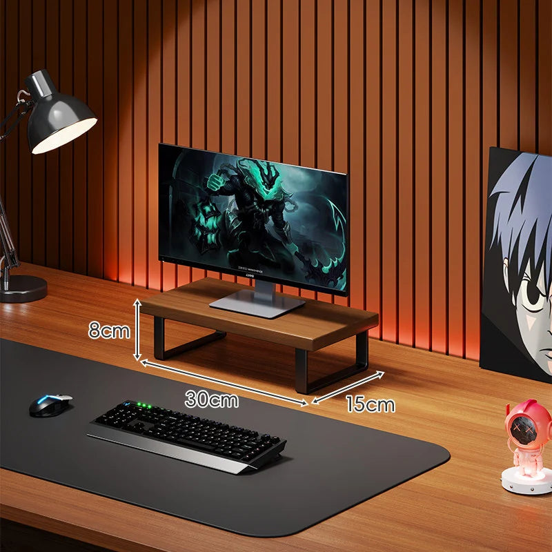 Monitor Stand Solid Wood Under-Desk Storage Non-Slip Feet
