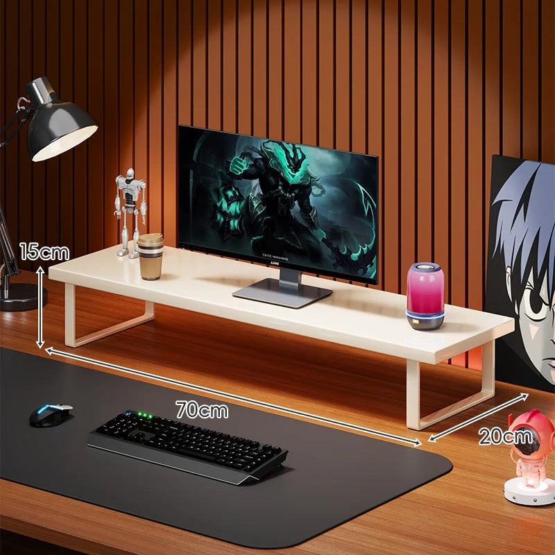Monitor Stand Solid Wood Under-Desk Storage Non-Slip Feet