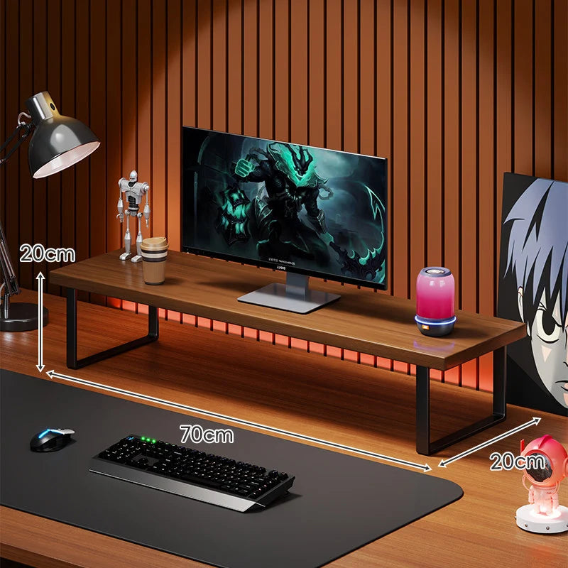 Monitor Stand Solid Wood Under-Desk Storage Non-Slip Feet