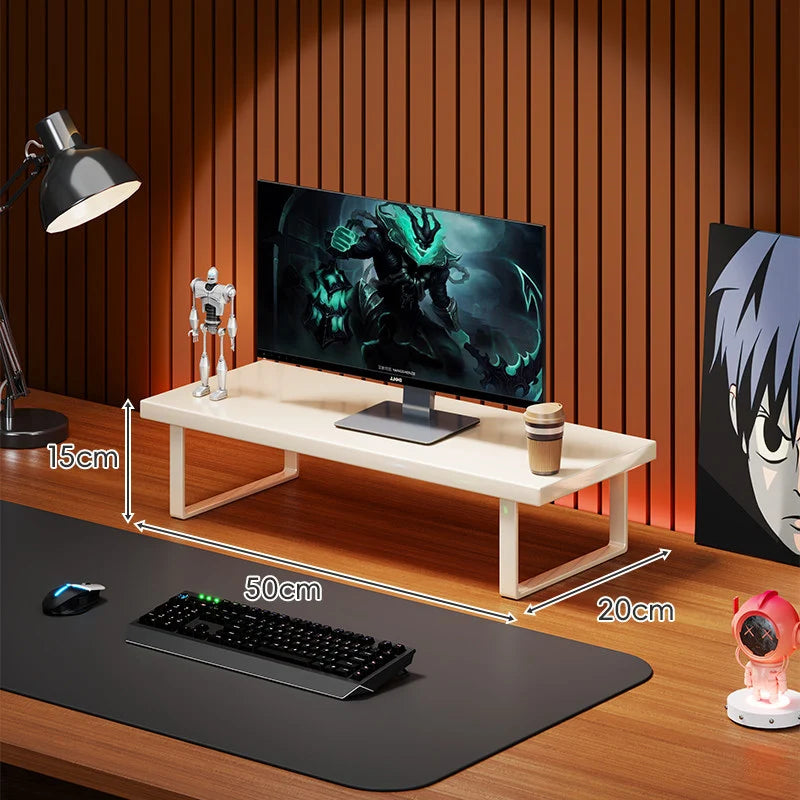 Monitor Stand Solid Wood Under-Desk Storage Non-Slip Feet