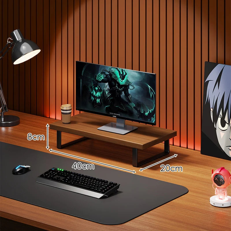 Monitor Stand Solid Wood Under-Desk Storage Non-Slip Feet