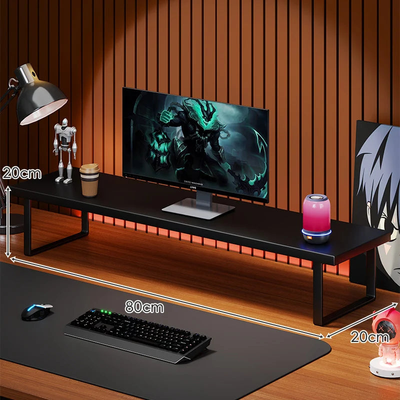 Monitor Stand Solid Wood Under-Desk Storage Non-Slip Feet