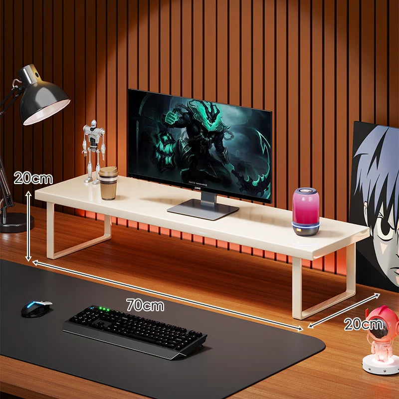 Monitor Stand Solid Wood Under-Desk Storage Non-Slip Feet