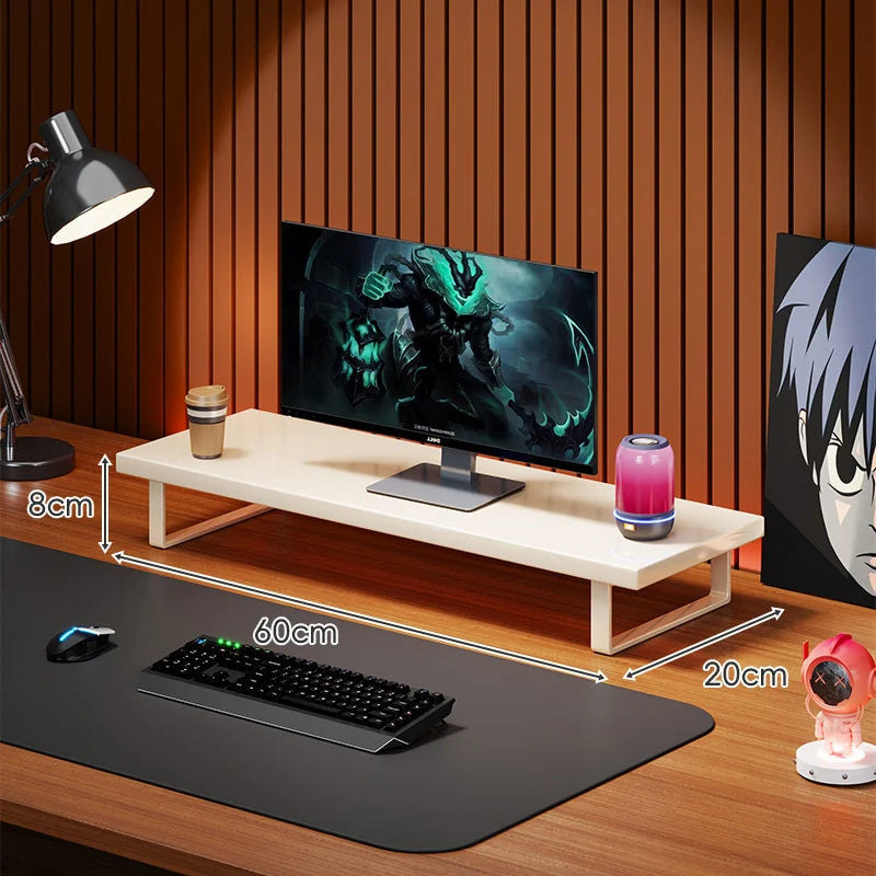 Monitor Stand Solid Wood Under-Desk Storage Non-Slip Feet