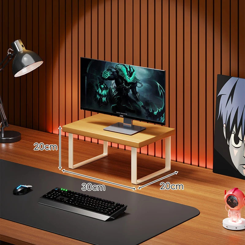 Monitor Stand Solid Wood Under-Desk Storage Non-Slip Feet
