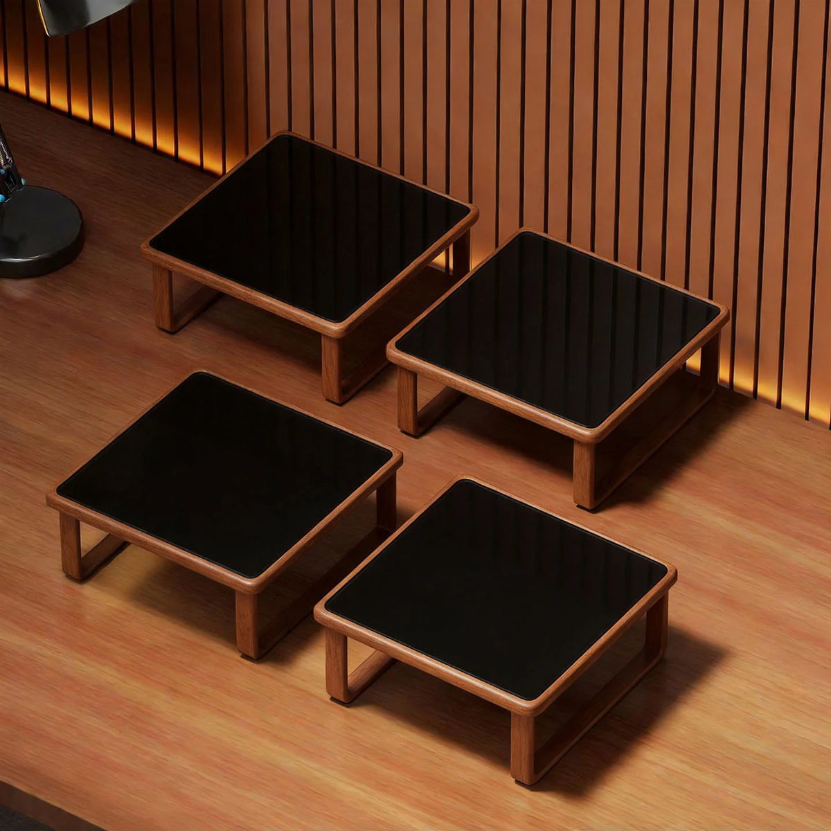 Monitor Stand Wood-Look Top Under-Platform Storage Non-Slip Feet