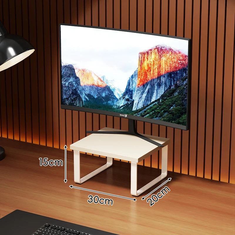 Monitor Stand Wood-Look Top Under-Platform Storage Non-Slip Feet