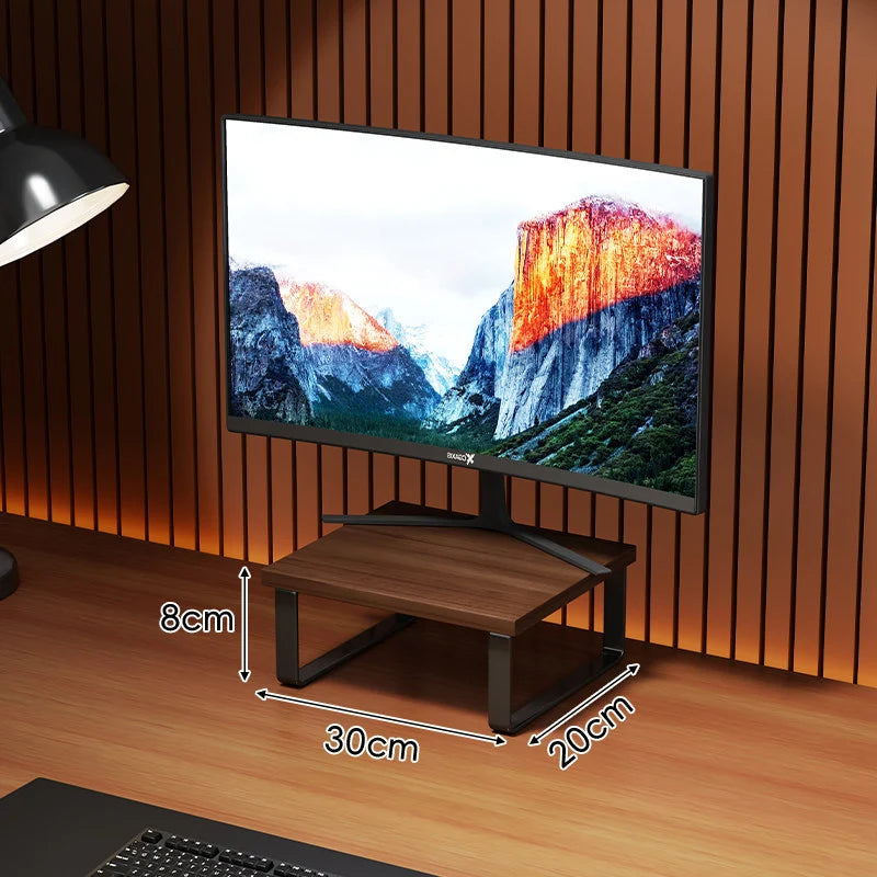 Monitor Stand Wood-Look Top Under-Platform Storage Non-Slip Feet