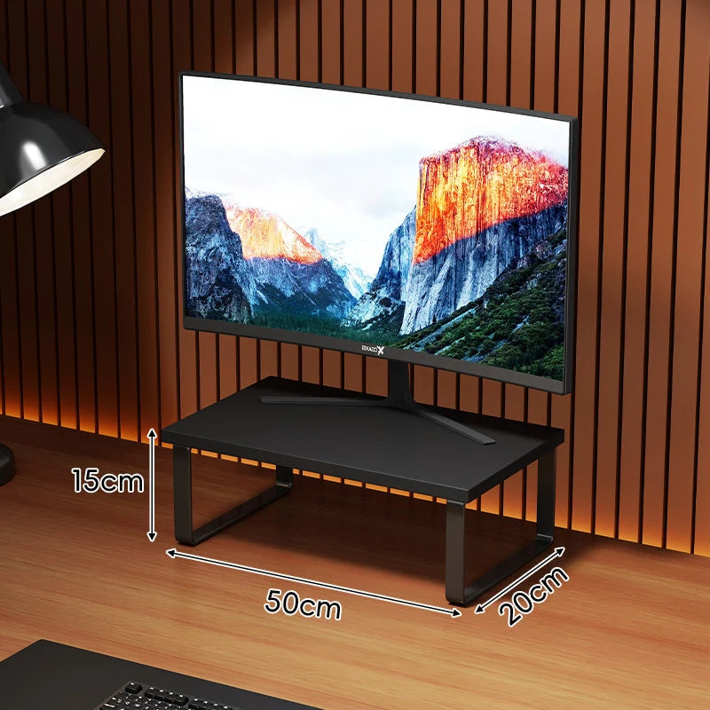 Monitor Stand Wood-Look Top Under-Platform Storage Non-Slip Feet