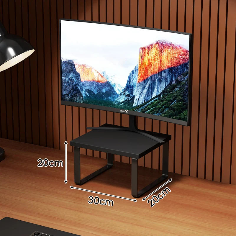 Monitor Stand Wood-Look Top Under-Platform Storage Non-Slip Feet