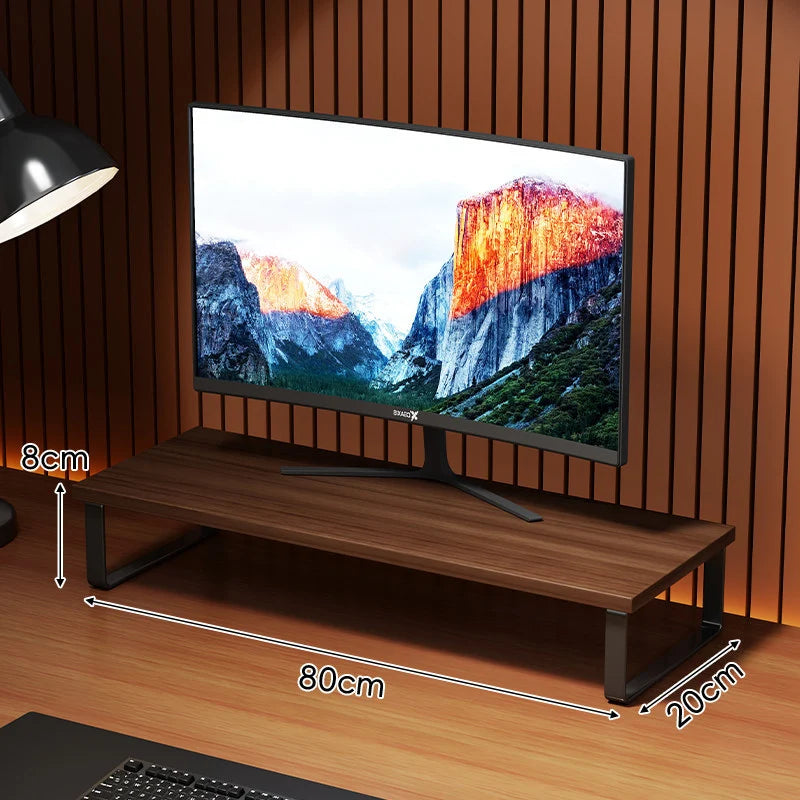 Monitor Stand Wood-Look Top Under-Platform Storage Non-Slip Feet