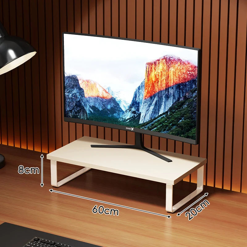 Monitor Stand Wood-Look Top Under-Platform Storage Non-Slip Feet