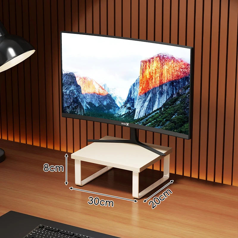 Monitor Stand Wood-Look Top Under-Platform Storage Non-Slip Feet