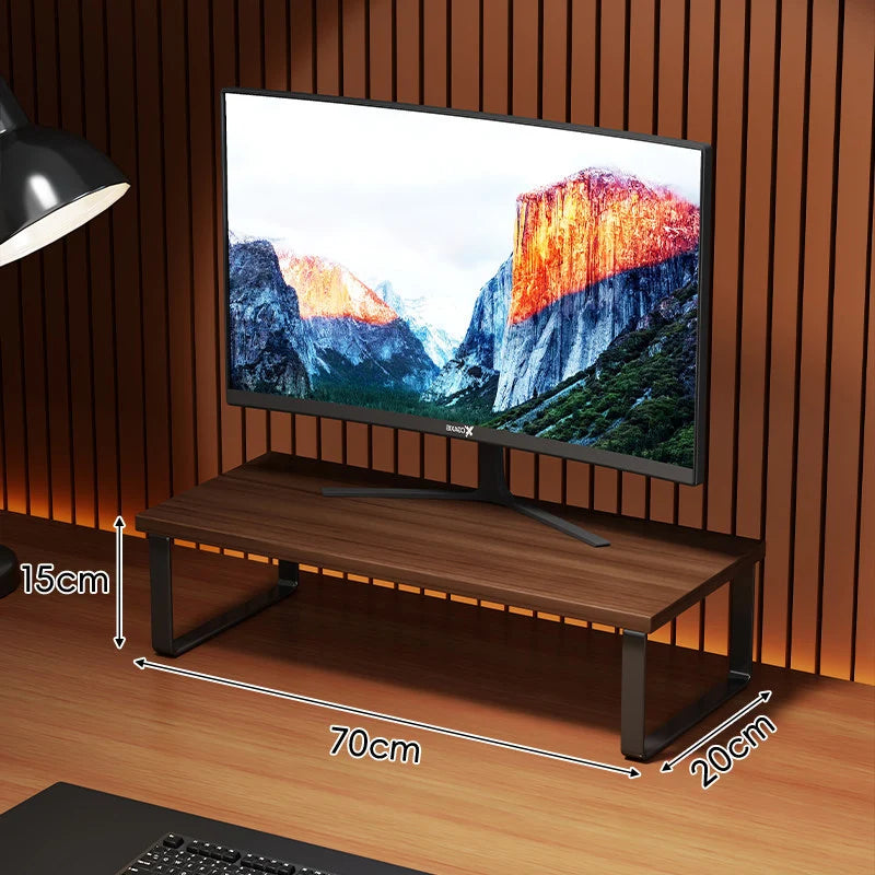 Monitor Stand Wood-Look Top Under-Platform Storage Non-Slip Feet