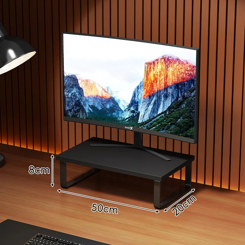 Monitor Stand Wood-Look Top Under-Platform Storage Non-Slip Feet