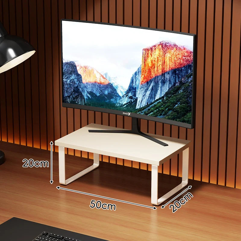 Monitor Stand Wood-Look Top Under-Platform Storage Non-Slip Feet