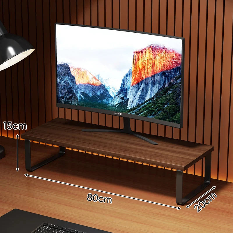 Monitor Stand Wood-Look Top Under-Platform Storage Non-Slip Feet