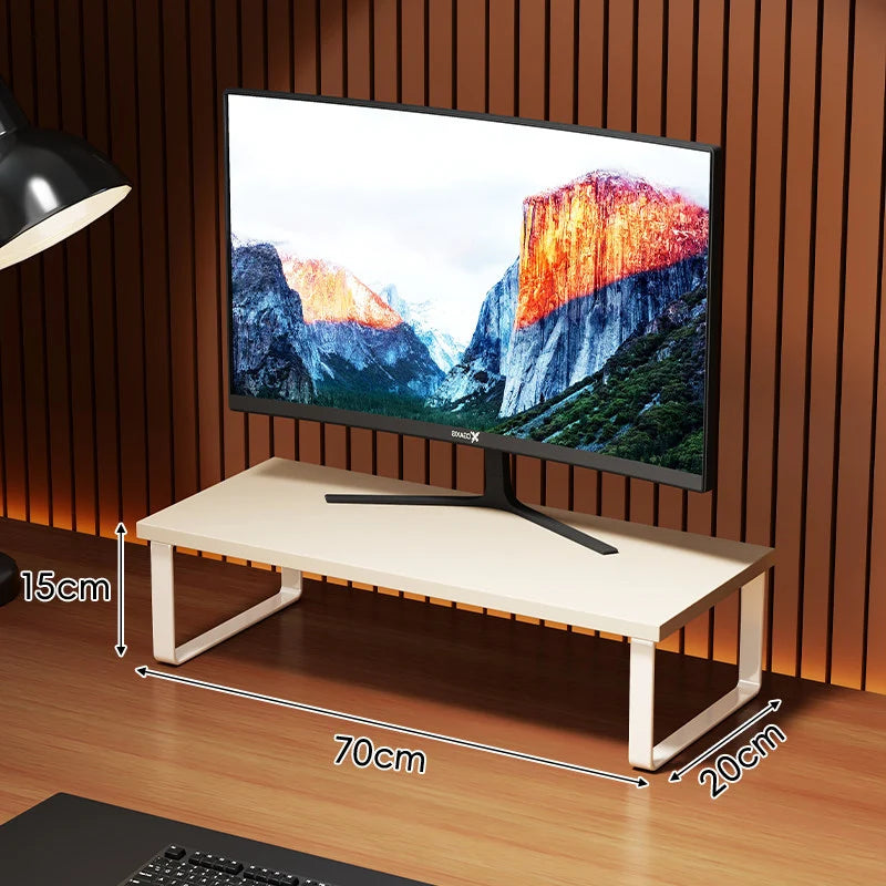 Monitor Stand Wood-Look Top Under-Platform Storage Non-Slip Feet