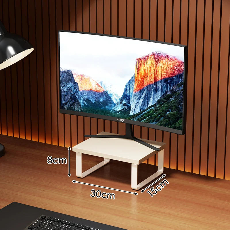 Monitor Stand Wood-Look Top Under-Platform Storage Non-Slip Feet