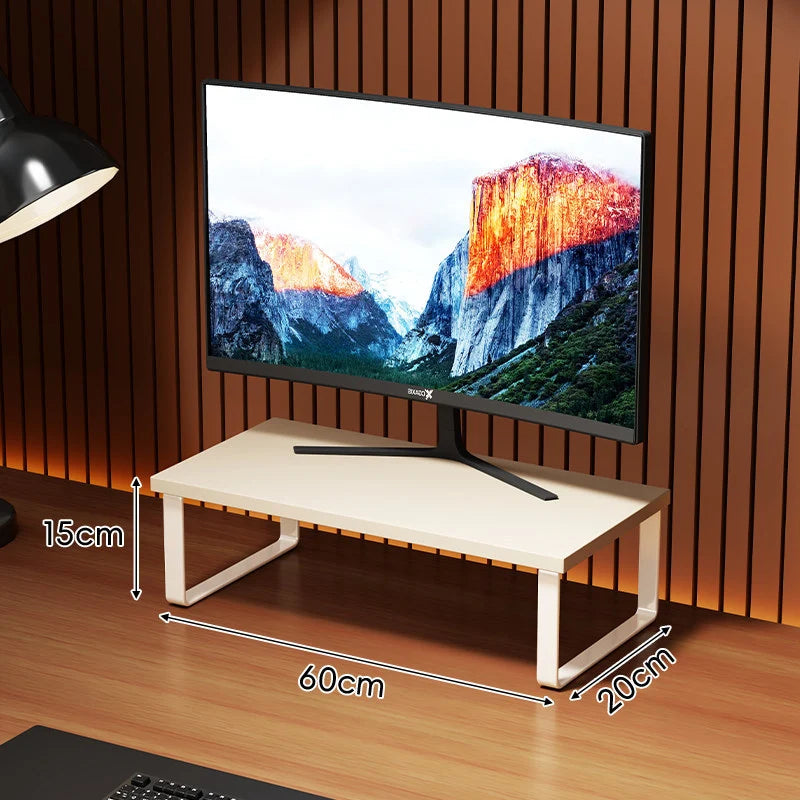 Monitor Stand Wood-Look Top Under-Platform Storage Non-Slip Feet