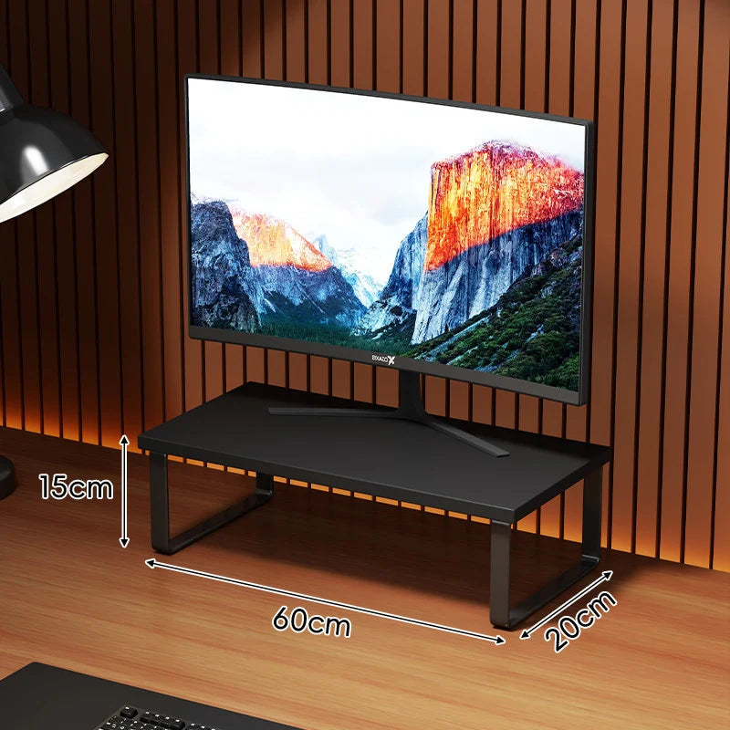 Monitor Stand Wood-Look Top Under-Platform Storage Non-Slip Feet