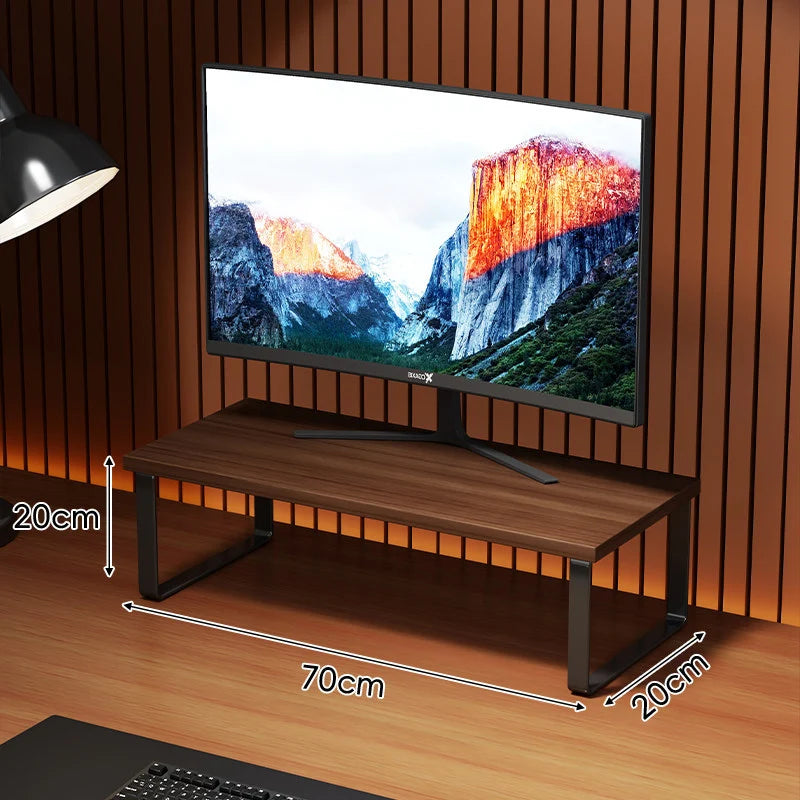 Monitor Stand Wood-Look Top Under-Platform Storage Non-Slip Feet