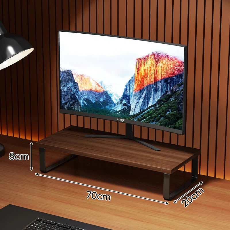 Monitor Stand Wood-Look Top Under-Platform Storage Non-Slip Feet