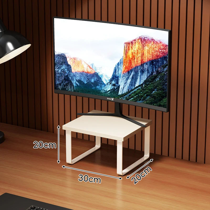 Monitor Stand Wood-Look Top Under-Platform Storage Non-Slip Feet