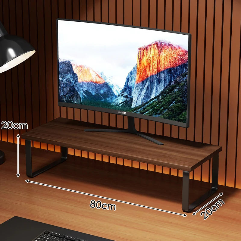 Monitor Stand Wood-Look Top Under-Platform Storage Non-Slip Feet