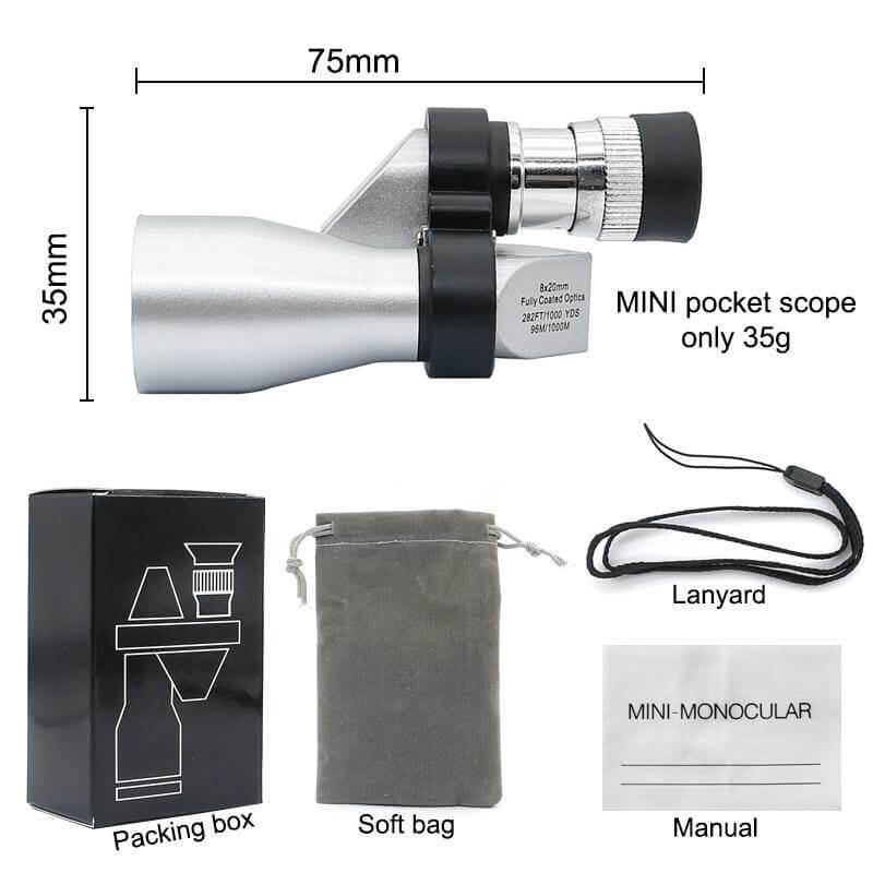 Monocular Telescope 8X Magnification Phone Camera Adapter