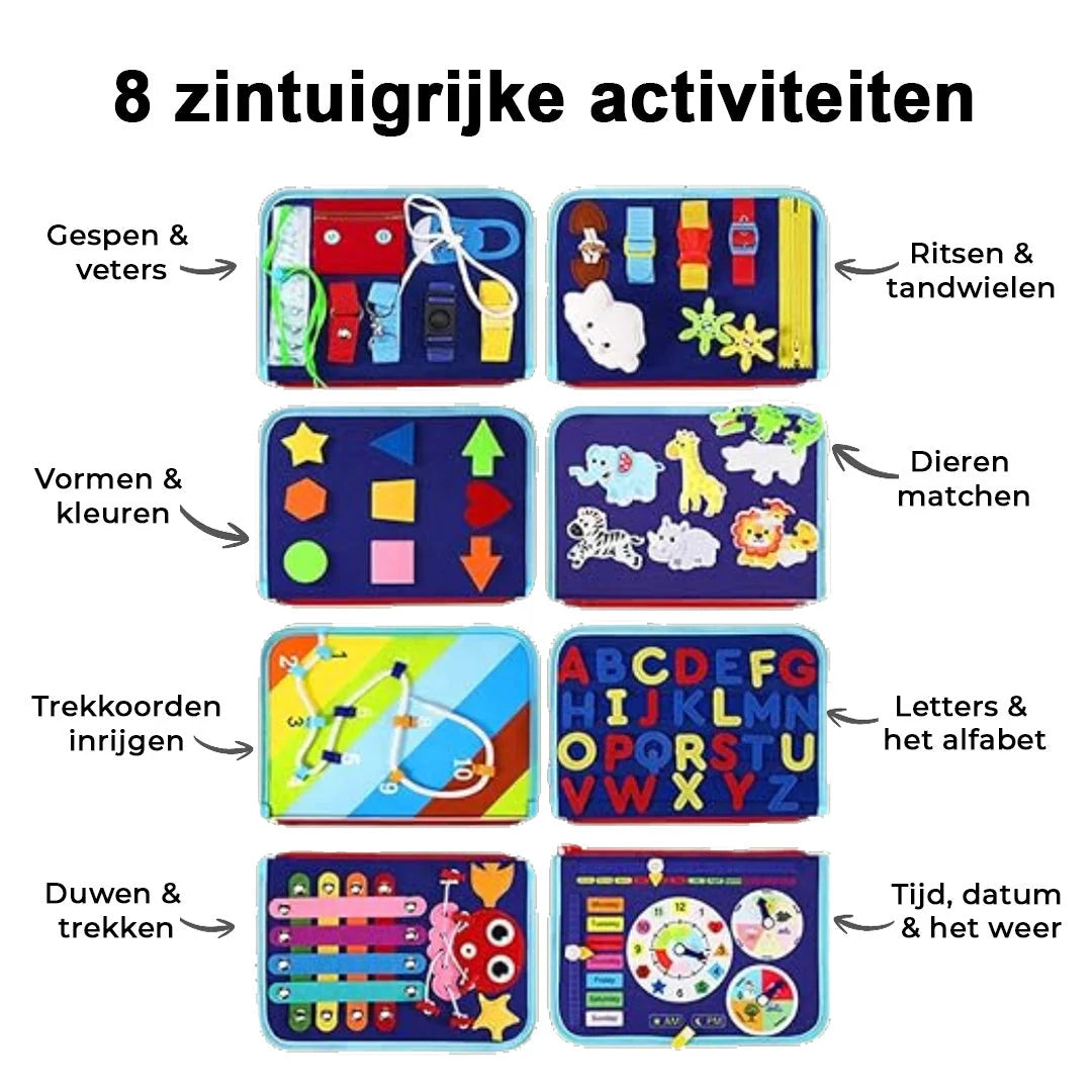 Montessori Activity Book Felt Fabric 8 Interactive Pages for Life Skills