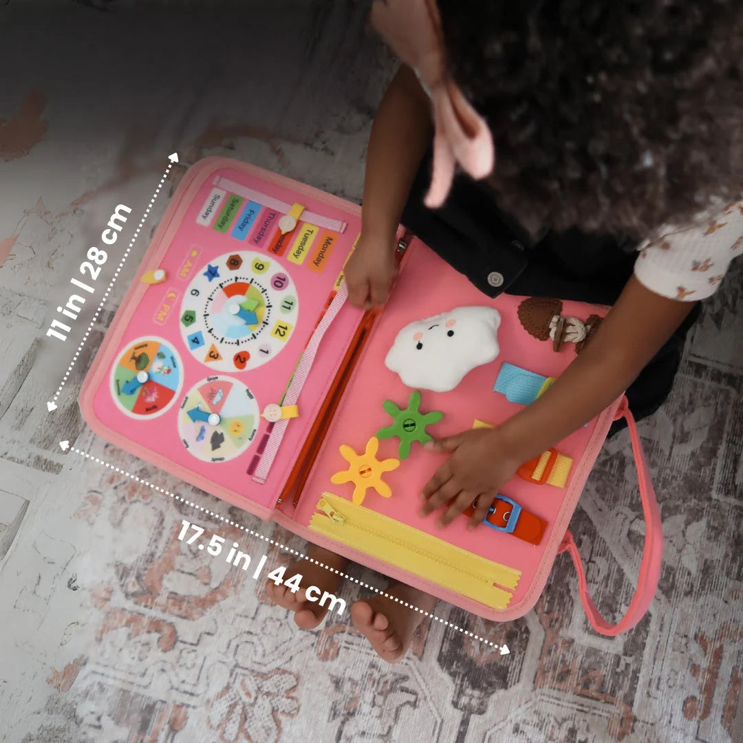 Montessori Activity Book Felt Fabric 8 Interactive Pages for Life Skills