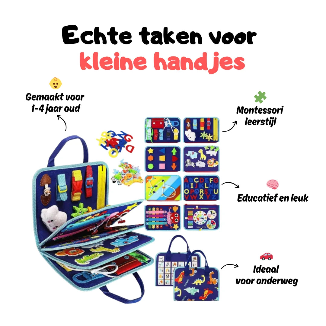 Montessori Activity Book Felt Fabric 8 Interactive Pages for Life Skills