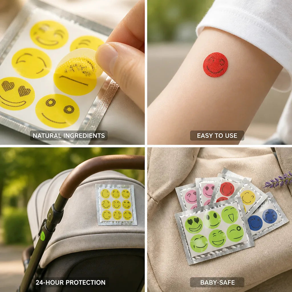 Mosquito Repellent Stickers Natural Essential Oils Baby-Safe 24-Hour Protection