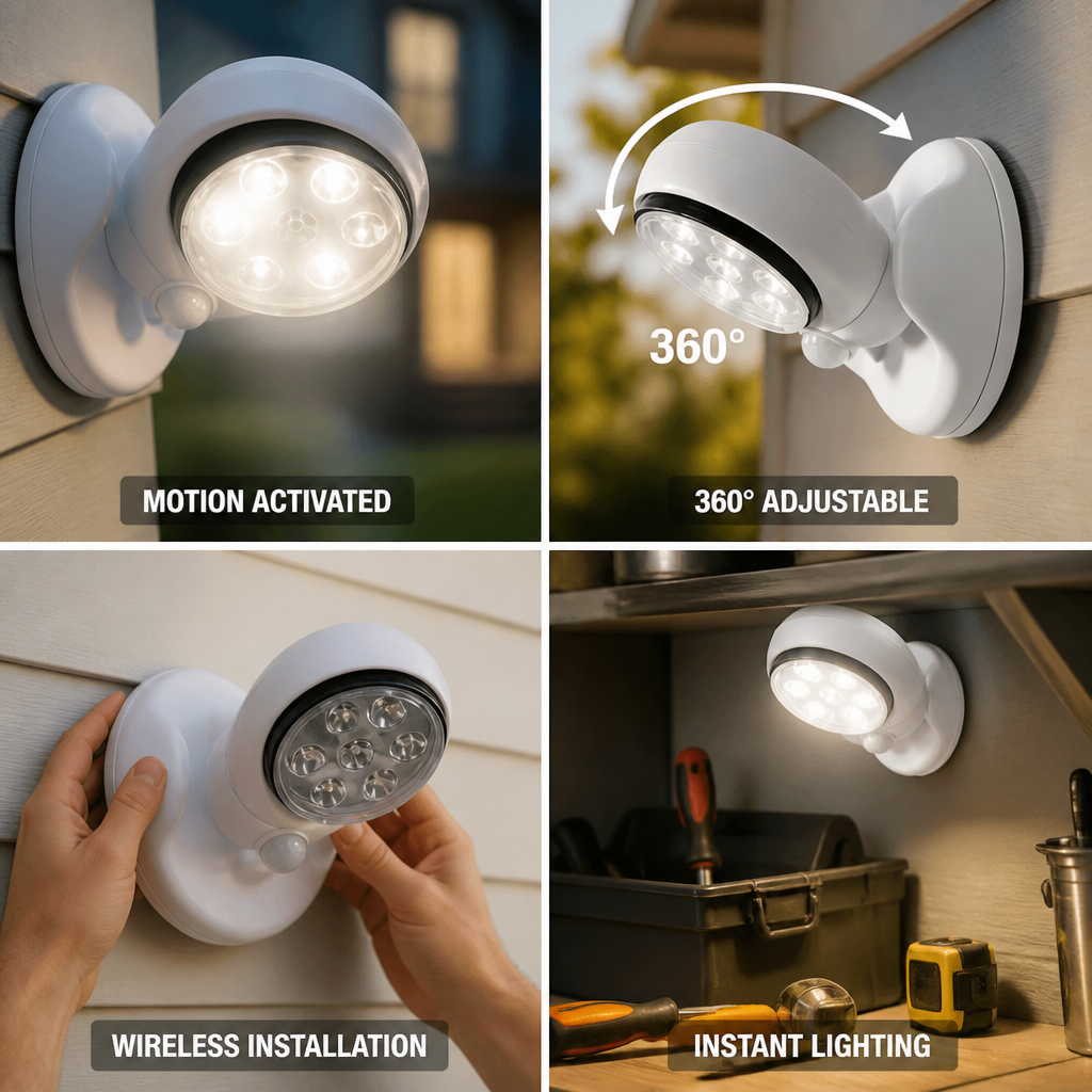 Motion-Activated 360 Degree Adjustable LED Sensor Light (Battery-Powered)