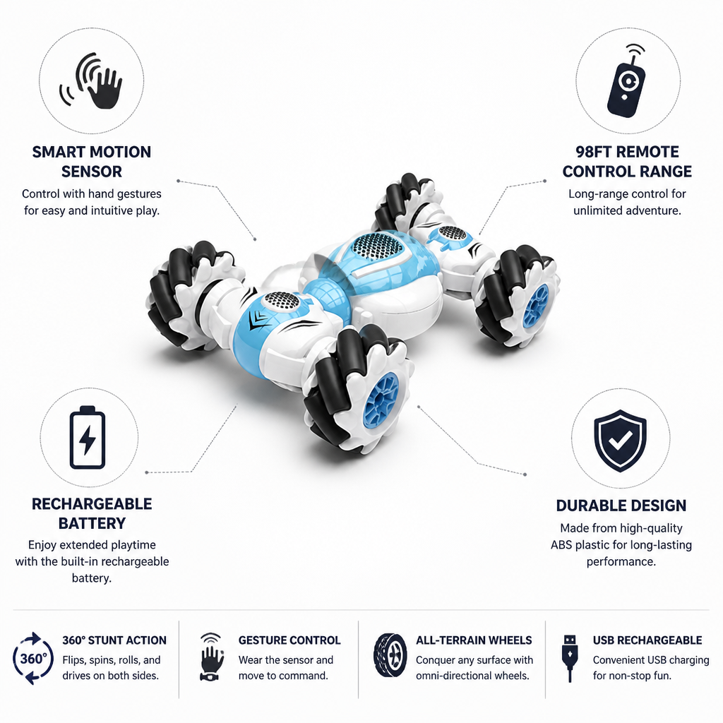 Motion-Sensor & Remote-Control Rechargeable Toy Car