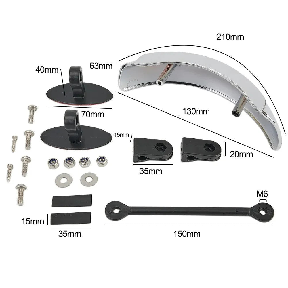 Motorcycle Blind Spot Mirror 180-Degree Parabolic Center-Mount