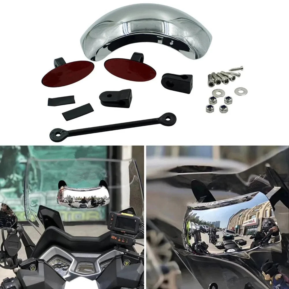 Motorcycle Blind Spot Mirror 180-Degree Parabolic Center-Mount
