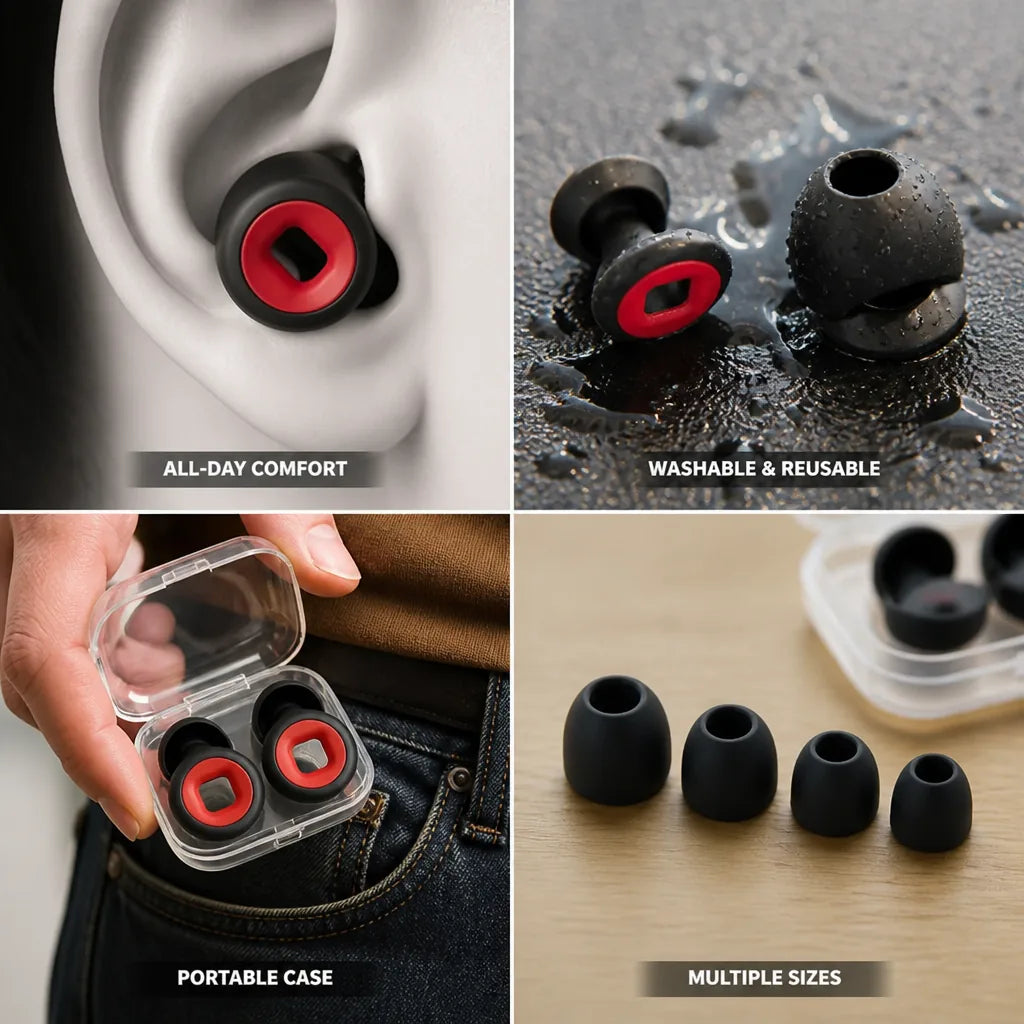 Motorcycle Earplugs Wind Noise Reduction Silicone Set of 2